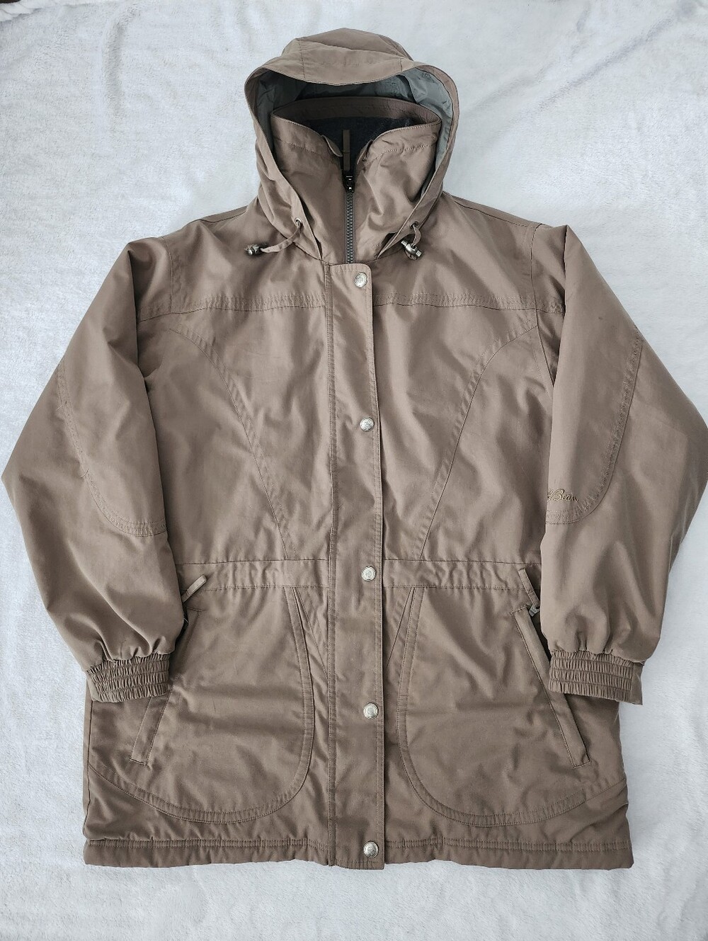 Vintage L.L. BEAN Plaid Lined Parka Jacket Large Tan |Gorpcore Cabincore Outdoor